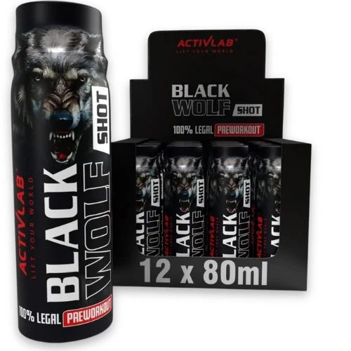12 x Booster Shots - Black Wolf Preworkout von Activlab (12x 80ml) MHD 17.02.2025