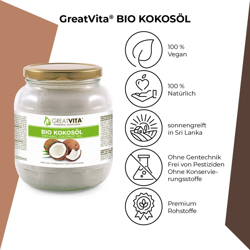 Bio-Kokosöl 1 L – nativ & kaltgepresst