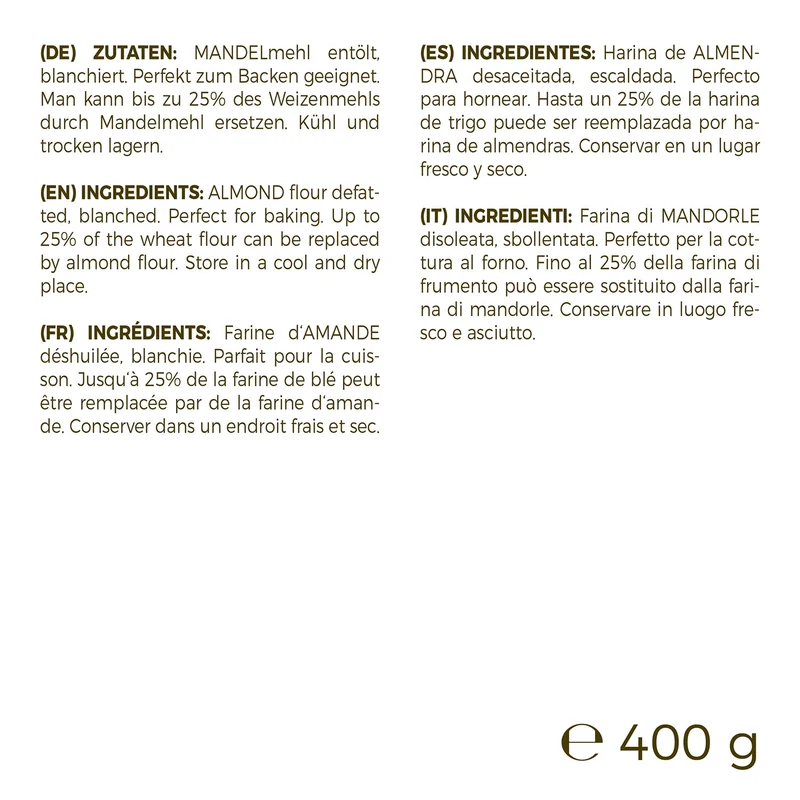 Mandelmehl 400 g – entölt & blanchiert