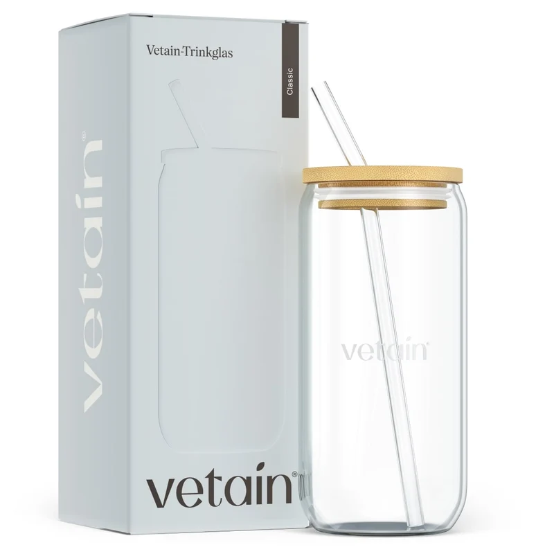 Vetain Trinkglas inkl. Strohhalm