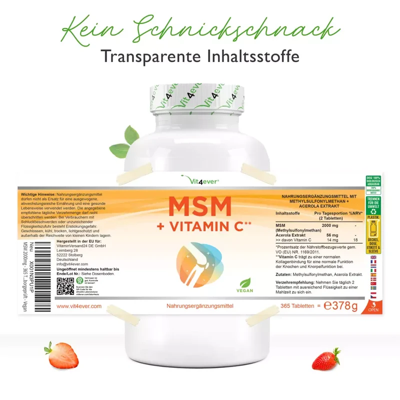 MSM Plus Vit4ever (365 Tabletten -1000mg)