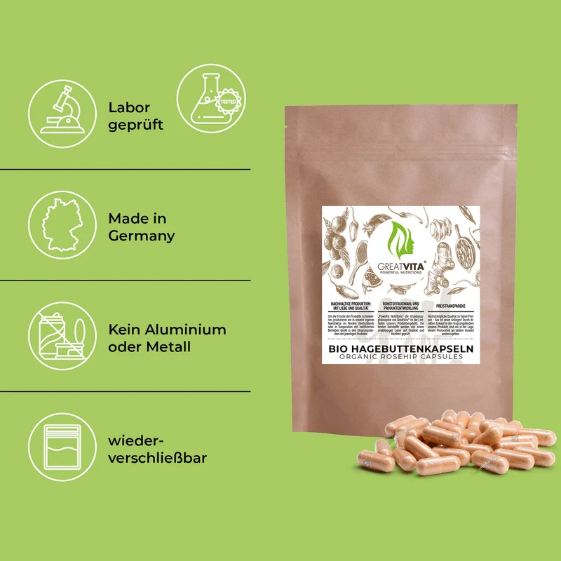 Bio-Hagebutten-Kapseln – 3000 mg Tagesdosis