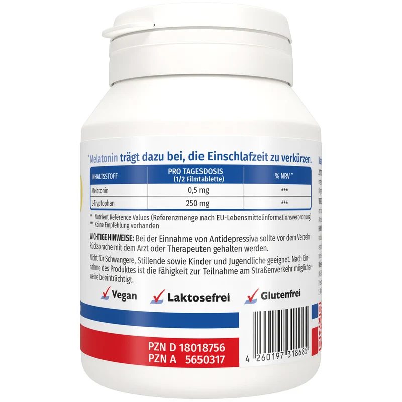 Schlaf gut Melatonin + L-Tryptophan