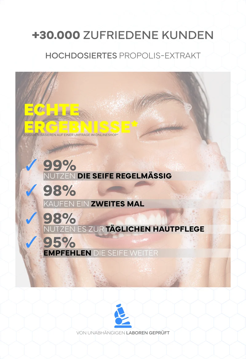 Propolis-Seife, 100g - Pflegende Naturseife mit Bio-Propolis & Honig, für die sanfte Reinigung von Haaren, Gesicht, Händen & Körper