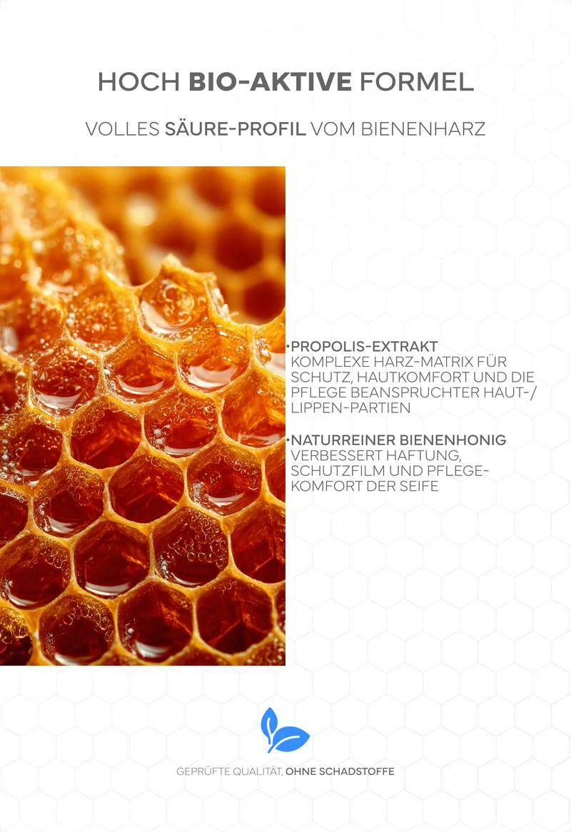 Propolis-Seife, 100g - Pflegende Naturseife mit Bio-Propolis & Honig, für die sanfte Reinigung von Haaren, Gesicht, Händen & Körper