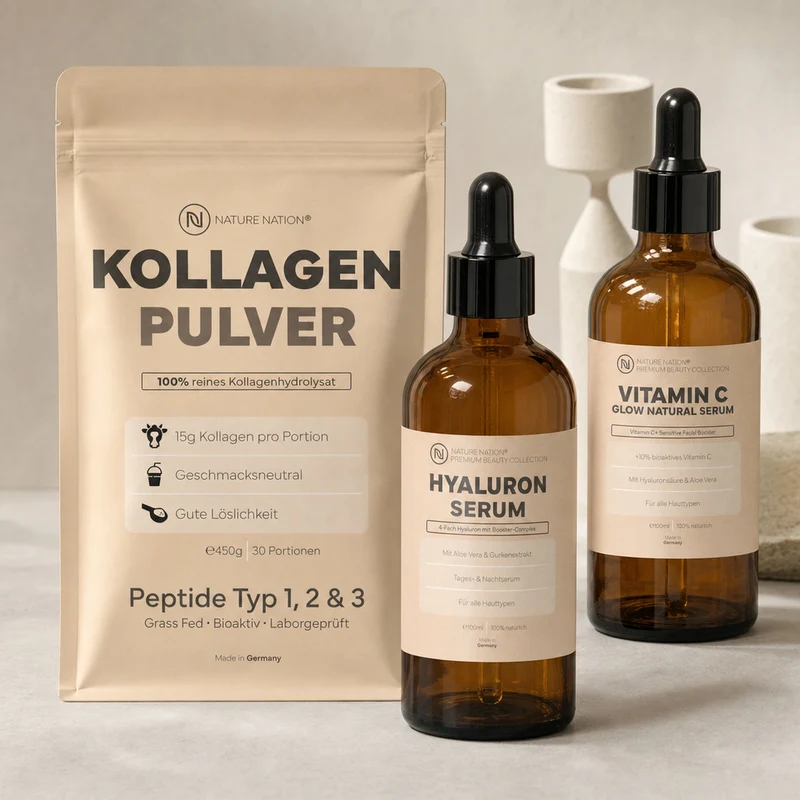Strahlende Haut-Set: Das Spar-Set, für Glow-Pflege mit Vitamin C, Hyaluron & Hagebuttenkernöl