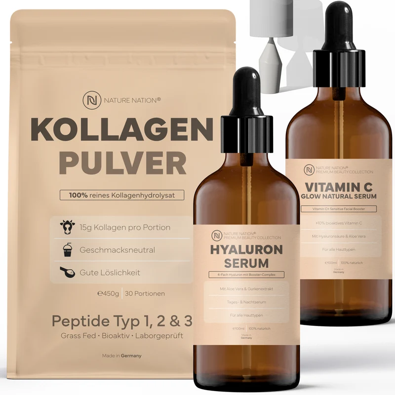 Strahlende Haut-Set: Das Spar-Set, für Glow-Pflege mit Vitamin C, Hyaluron & Hagebuttenkernöl