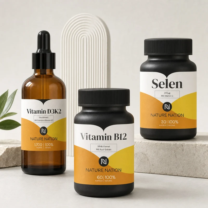 Daily Vital Komplex-Set: Das Spar-Set, für deine tägliche Versorgung mit Vitamin D3 K2, B12 & Selen