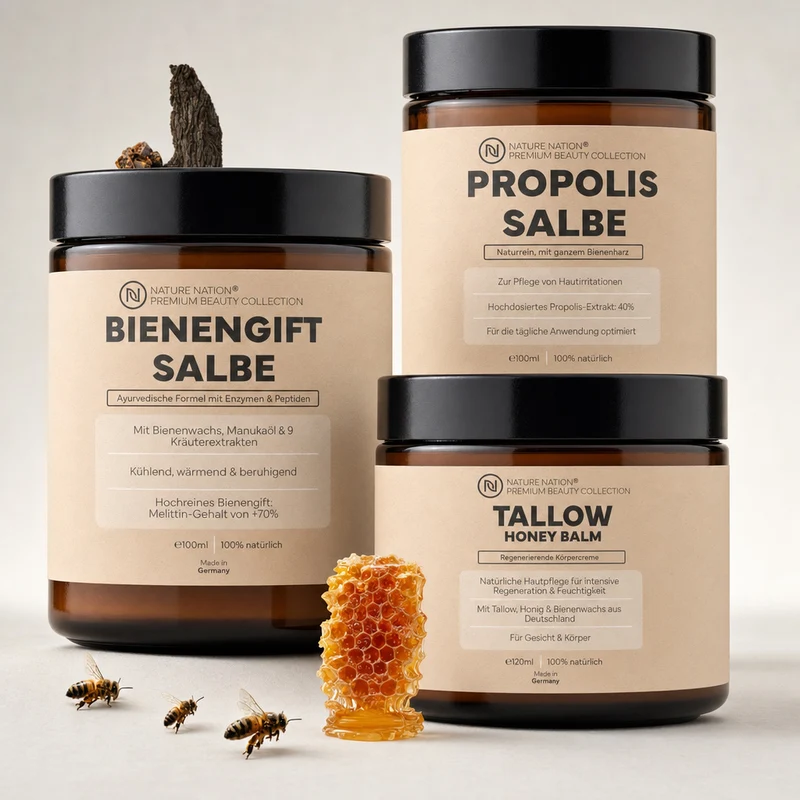 Honig & Propolis Ritual: Das Spar-Set, für reichhaltige Bienenkraft-Pflege mit Bienengift, Honig, Propolis, Bienenwachs & Tallow