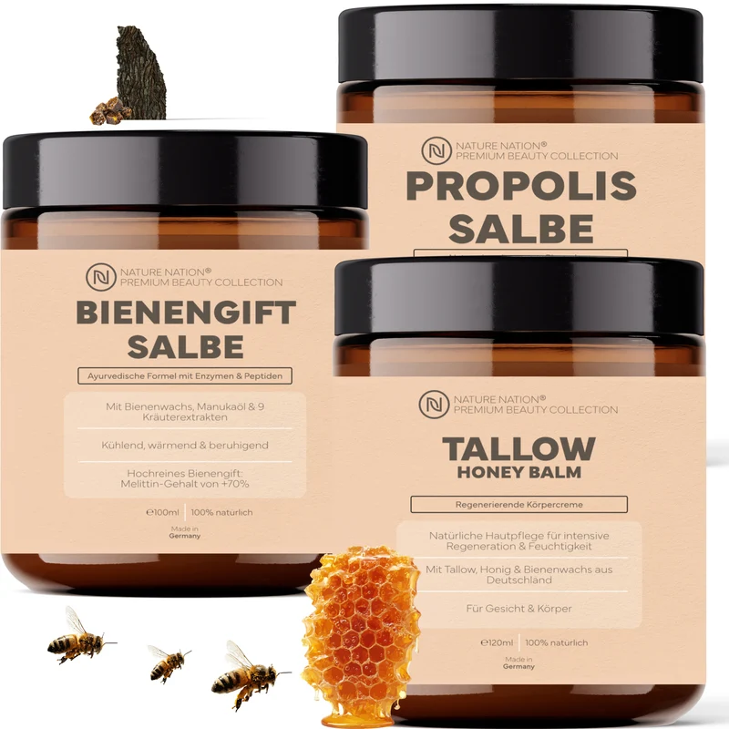Honig & Propolis Ritual: Das Spar-Set, für reichhaltige Bienenkraft-Pflege mit Bienengift, Honig, Propolis, Bienenwachs & Tallow