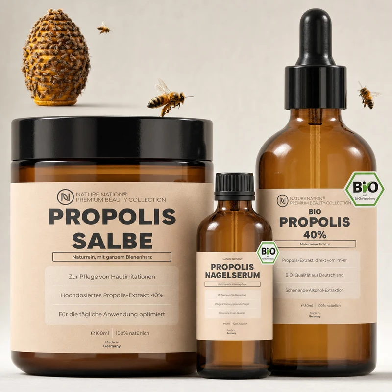 Propolis Komplett Set: Das Spar-Set für vielseitige Bienenkraft-Pflege von Haut, Nägeln & innerer Balance