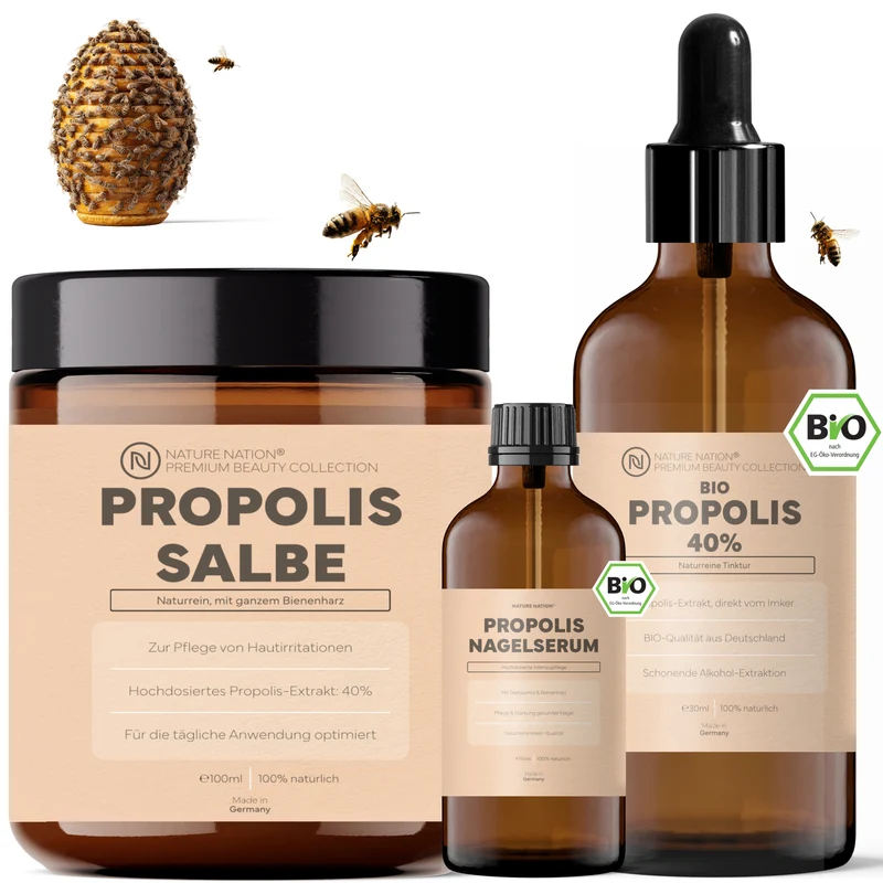 Propolis Komplett Set: Das Spar-Set für vielseitige Bienenkraft-Pflege von Haut, Nägeln & innerer Balance