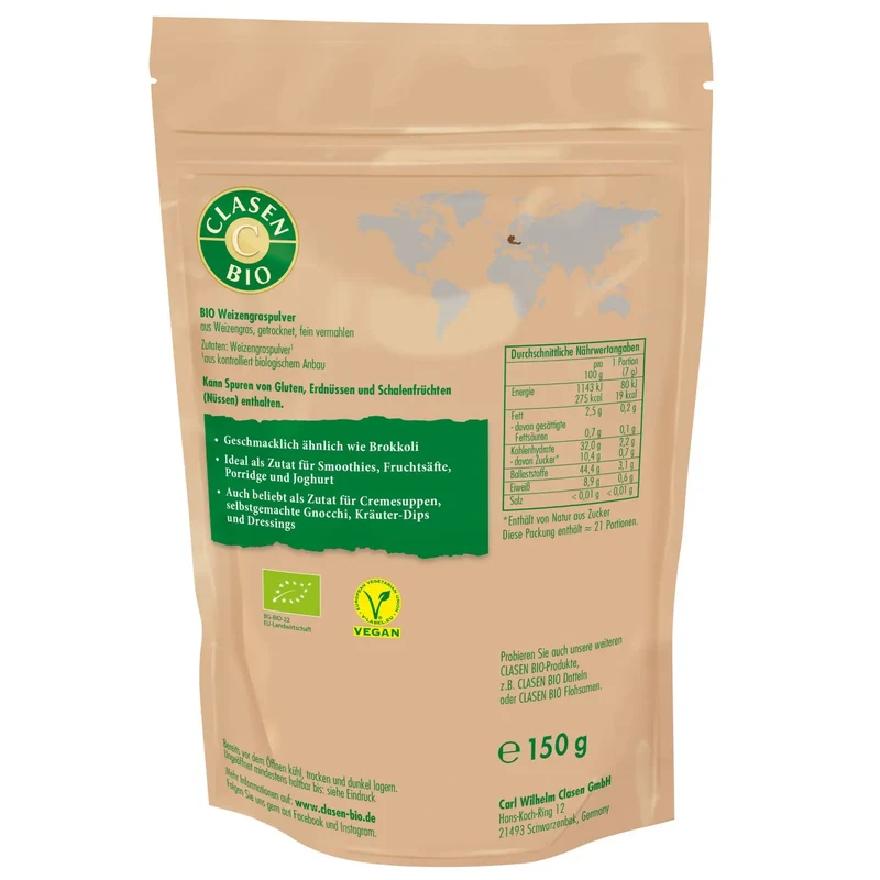 3x Bio Weizengraspulver 150g