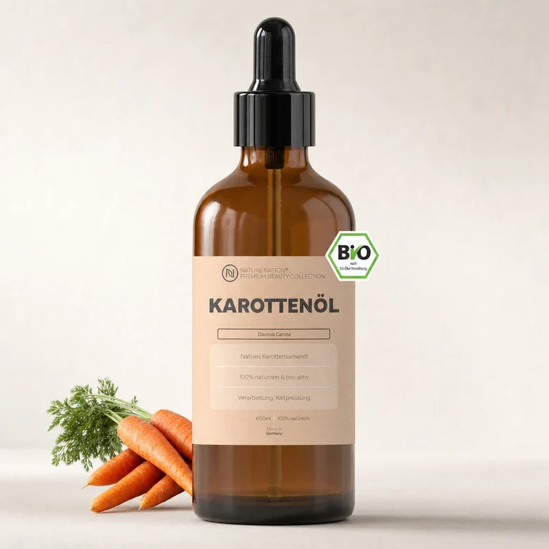 Pflanzliches Bio-Karottensamenöl, 50ml - 100% naturrein, nativ-kaltgepresste Qualität. Für Gesichtsöl & pflegende Hautroutinen, mit erdig-warmem Charakter