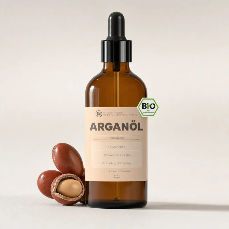 Pflanzliches Bio-Arganöl, 50ml - 100% naturrein, nativ-kaltgepresste Qualität. Für Haut- & Haarpflege, mit nussig-mildem Charakter