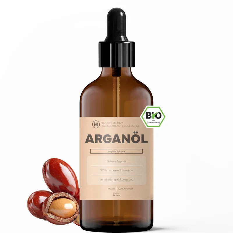 Pflanzliches Bio-Arganöl, 50ml - 100% naturrein, nativ-kaltgepresste Qualität. Für Haut- & Haarpflege, mit nussig-mildem Charakter