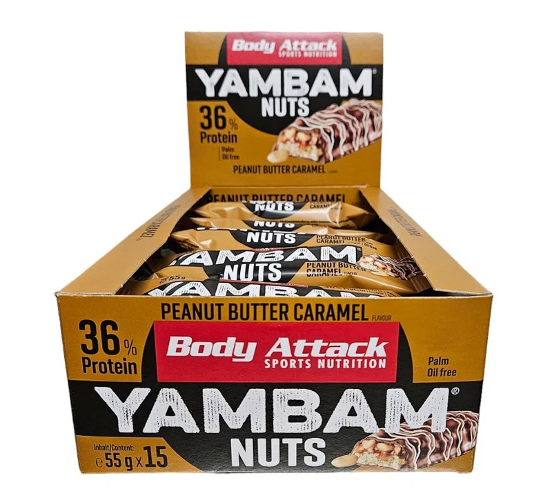 Body Attack - YamBam NUTS Riegel - Karton 15 x 55g