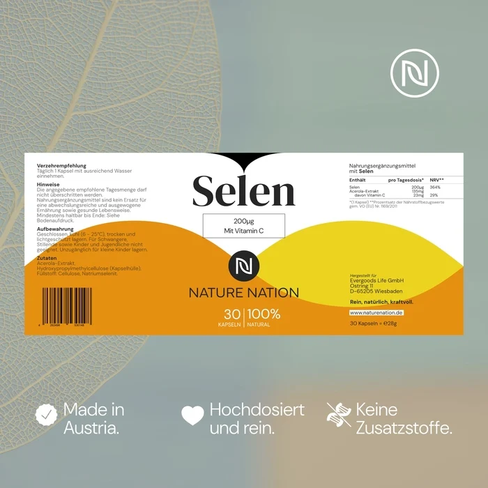 Selen 200µg, 30 Kapseln - Bei Müdigkeit, Zellstress & belasteter Schilddrüse