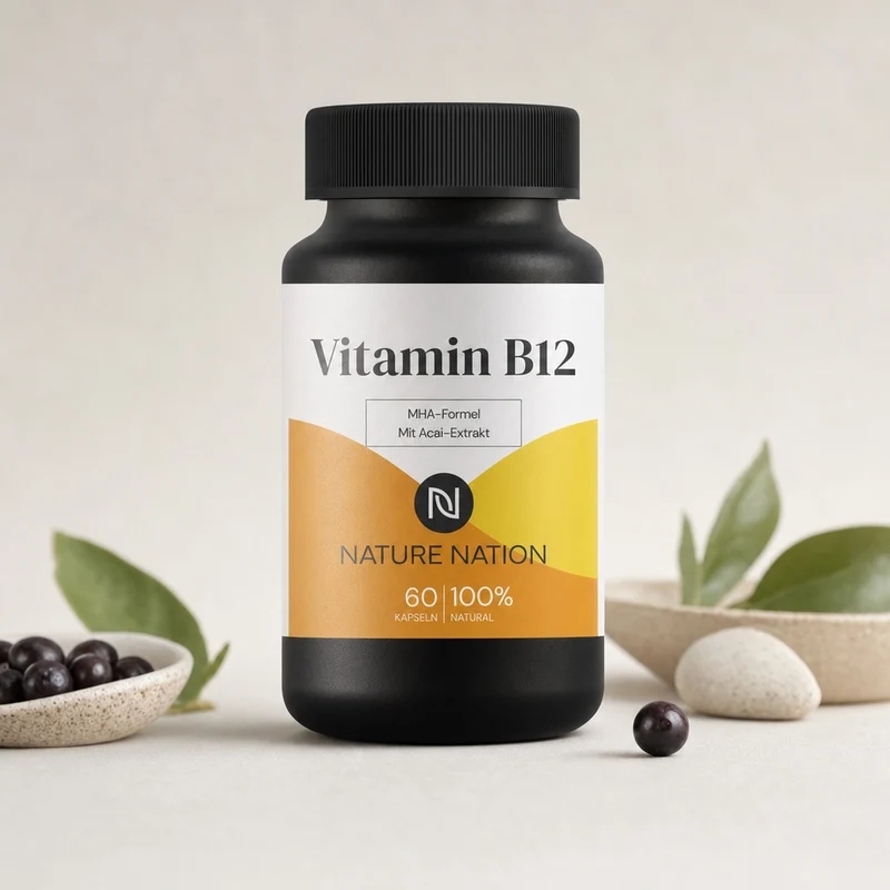 Vitamin B12 MHA Komplex. 60 Kapseln - Für Energie, starke Nerven & mentale Leistungsfähigkeit