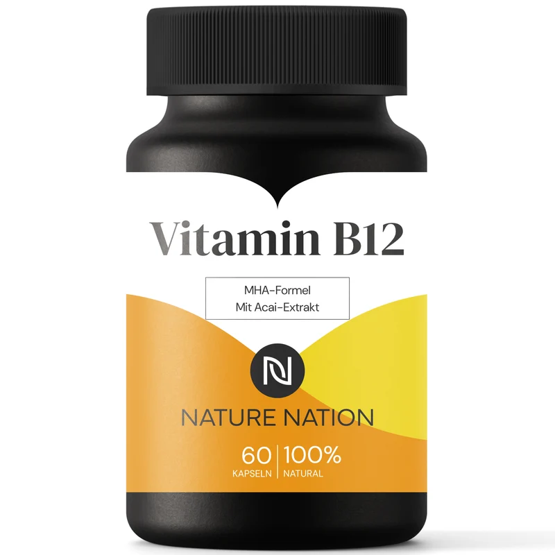 Vitamin B12 MHA Komplex. 60 Kapseln - Für Energie, starke Nerven & mentale Leistungsfähigkeit