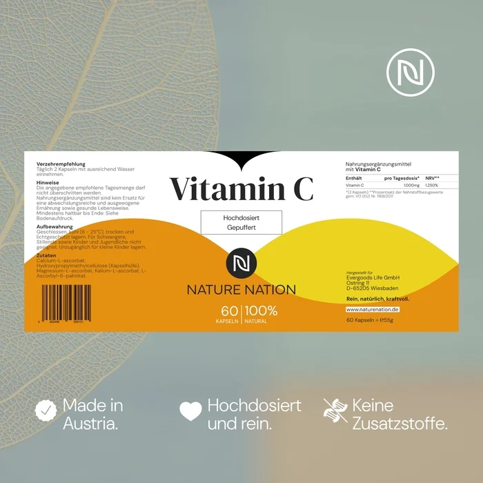Vitamin C gepuffert, 60 Kapseln - Unterstützt Immunsystem sowie Zellschutz