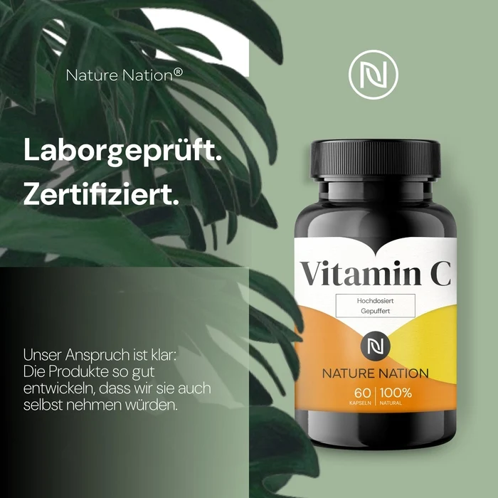 Vitamin C gepuffert, 60 Kapseln - Unterstützt Immunsystem sowie Zellschutz