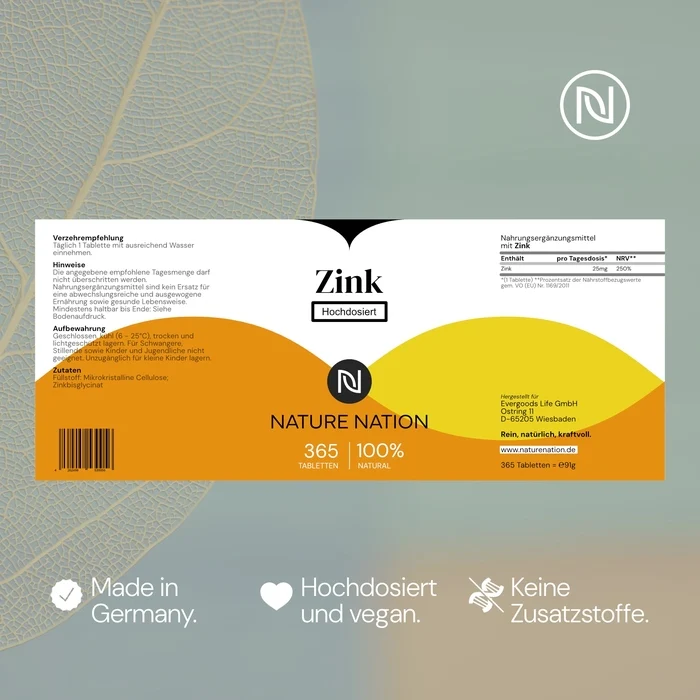Zink 25mg, 365 Tabletten – Unterstützt Hautbalance, Abwehrkräfte & Zellgesundheit