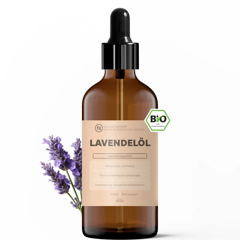 Ätherisches Bio-Lavendelöl, 30ml - 100% naturrein, gewonnen per Wasserdampfdestillation. Für Entspannung & Abendroutine, mit blumig-sanftem Duft