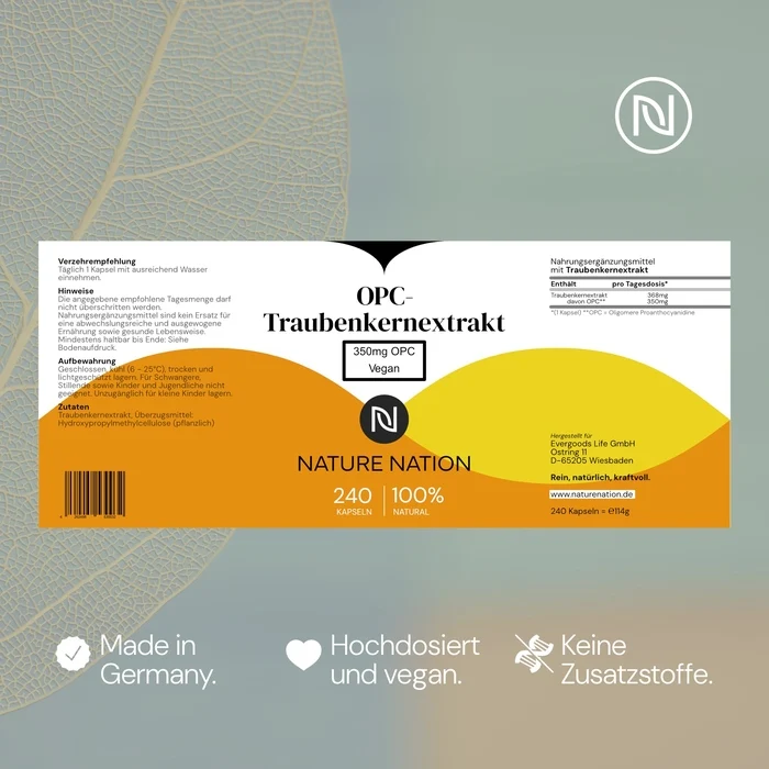 OPC Traubenkernextrakt, 240 Kapseln – Dein pflanzlicher Begleiter für stressige Tage & innere Ruhe