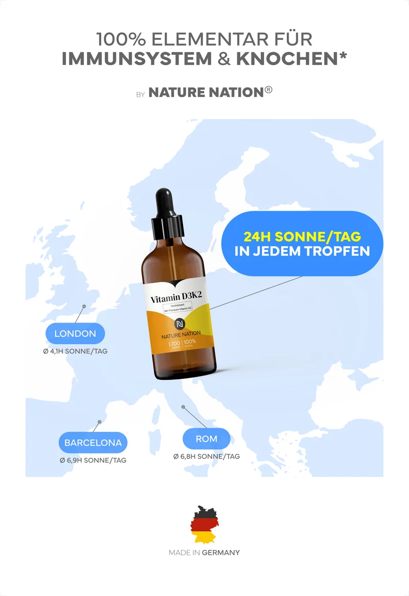 Vitamin D3 + K2 5.000 IE + 125µg MK7 all-trans pro Einnahme