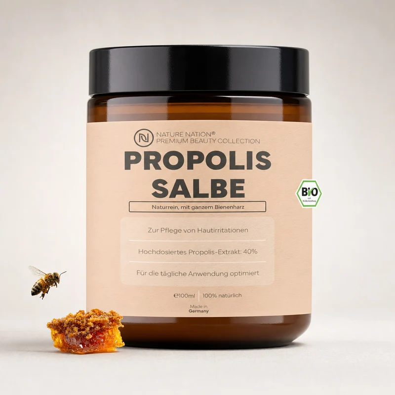 Propolissalbe, 100ml - Hochdosierte 40%-Propoliscreme, mit naturreinem Bio-Propolis, kaltgepresstem Traubenkernöl und Bienenwachs