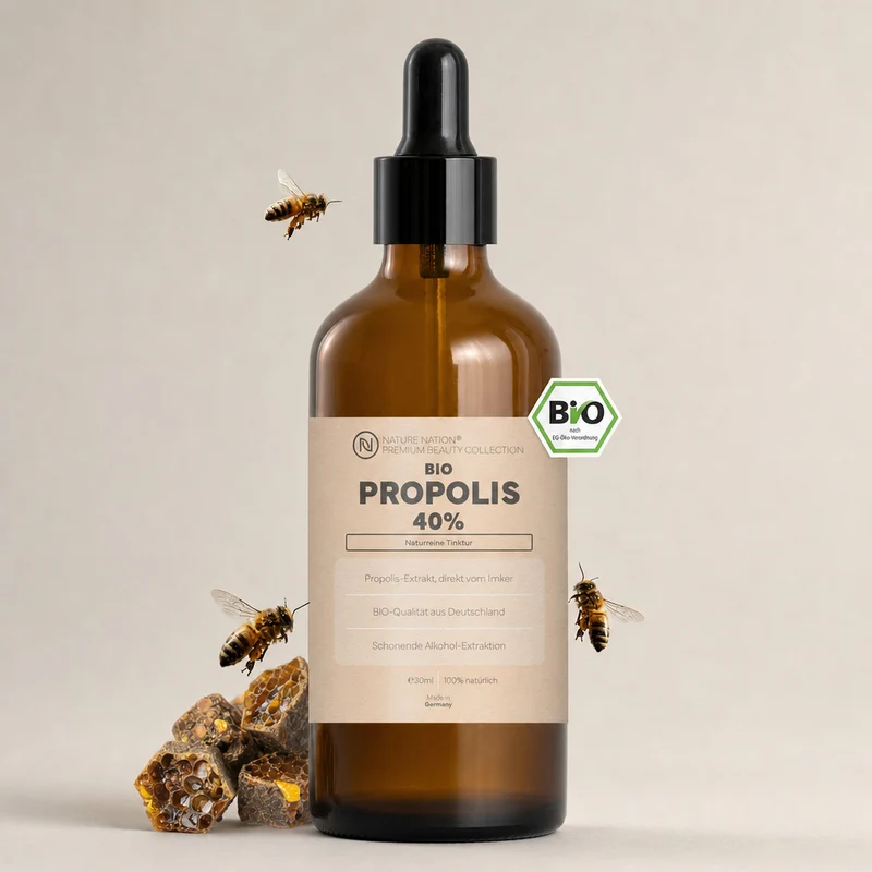 Bio Propolis-Tropfen (in Imker-Qualität), mit 40% Standardisierung - Als Nagelserum, Halsspray, Lippenbalsam, bei Hautunreinheiten sowie zum Gurgeln