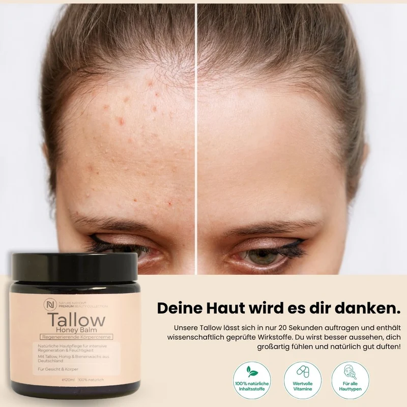 2er-Set Tallow Rindertalg Creme Honig - 100% natürliche & unparfümierte Hautpflege