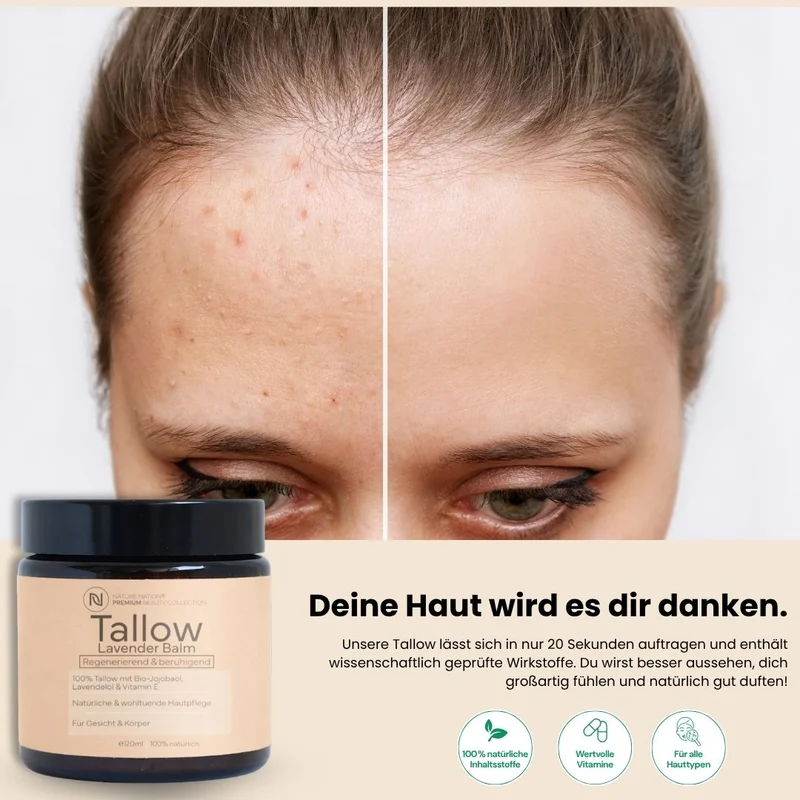 3er-Set Tallow Rindertalg Creme Honig - 100% natürliche & unparfümierte Hautpflege