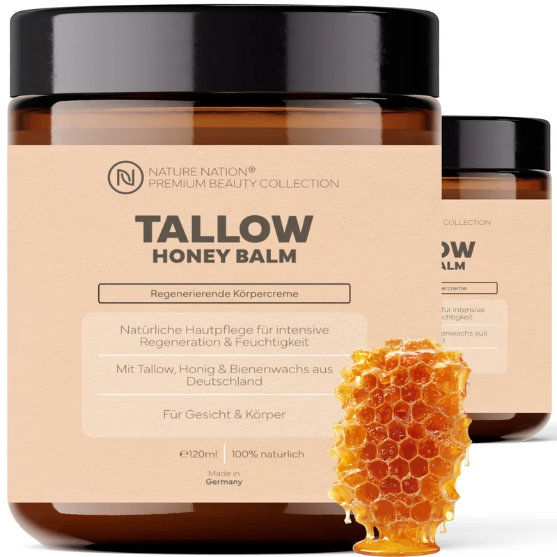 2er-Set Tallow Rindertalg Creme Honig - 100% natürliche & unparfümierte Hautpflege
