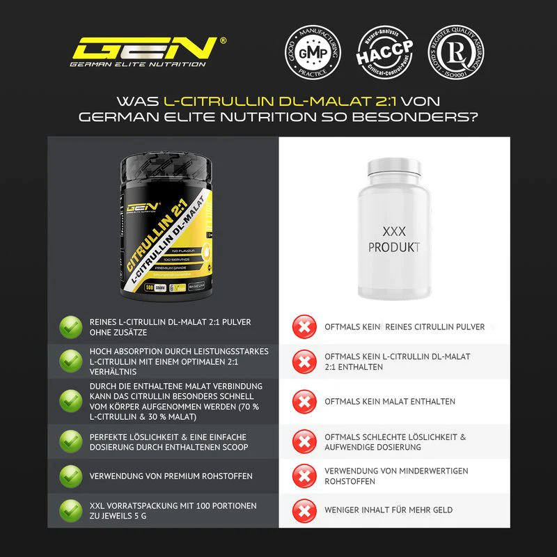 L-Citrullin Pulver - DL-Malat 2:1 Vegan (500gr)
