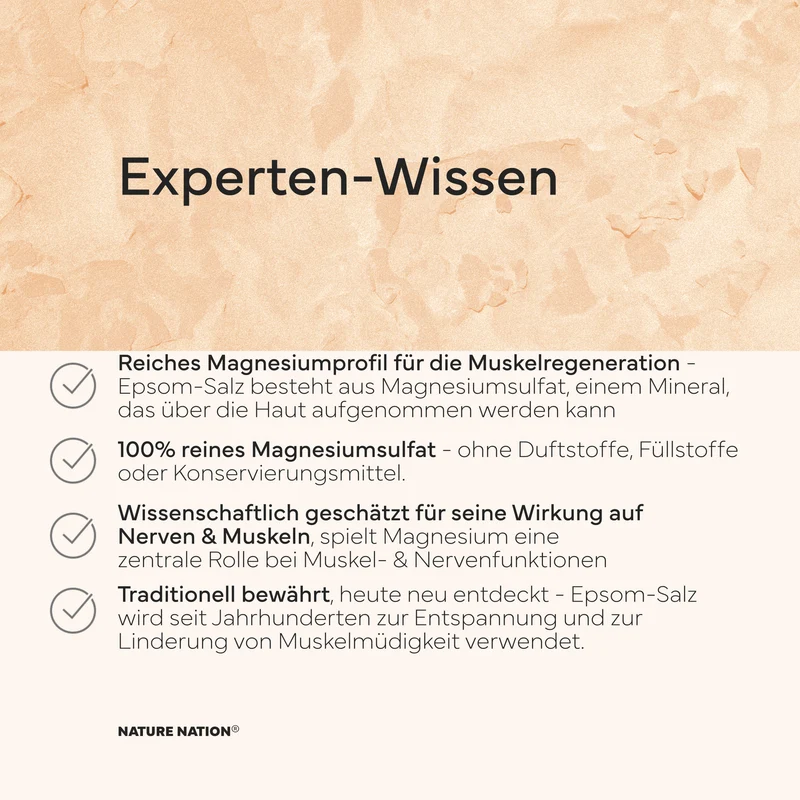 Epsom Badesalz, 1kg - Magnesium zum Baden für Voll- und Fußbäder, bei Muskelverspannungen und Steifheit