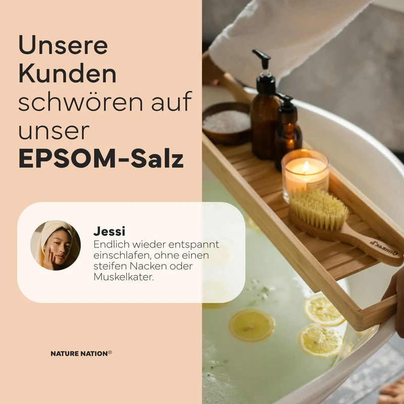 Epsom Badesalz, 1kg - Magnesium zum Baden für Voll- und Fußbäder, bei Muskelverspannungen und Steifheit