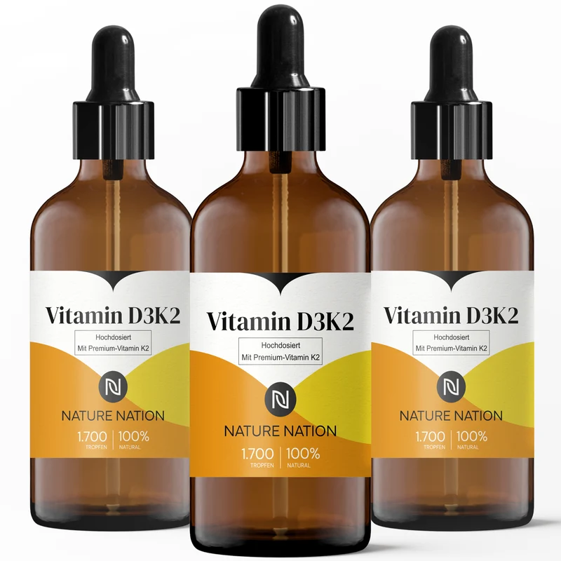 3er-Set Vitamin D3 + K2 5.000 IE + 125µg MK7 all-trans pro Einnahme