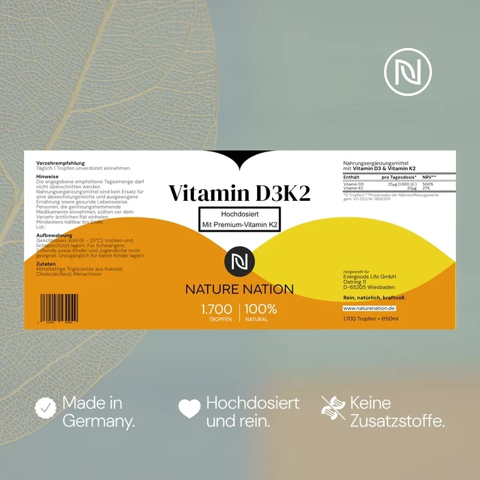 2er-Set Vitamin D3 + K2 5.000 IE + 125µg MK7 all-trans pro Einnahme