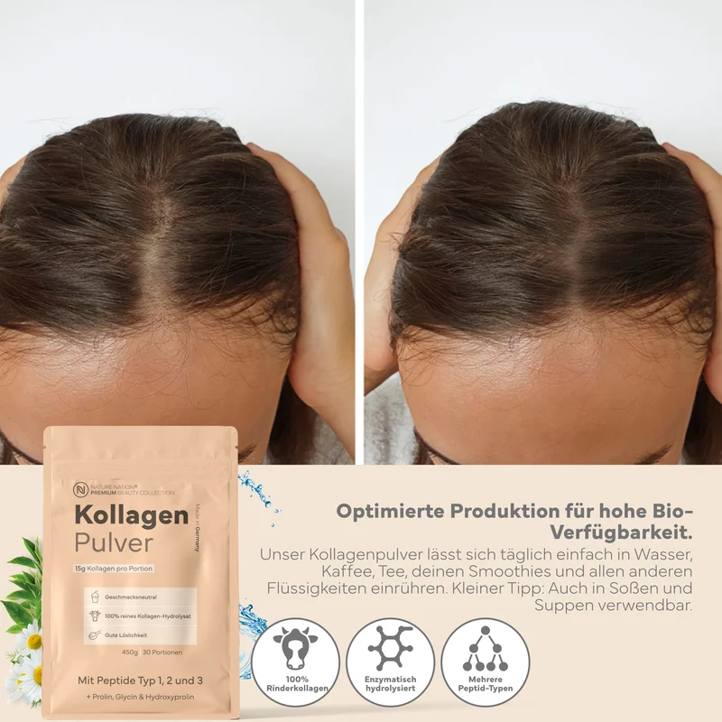 2er-Set Kollagen Pulver Hydrolysat, 450g - 100% Peptide Typ I, II & III, geschmacksneutral & leicht löslich