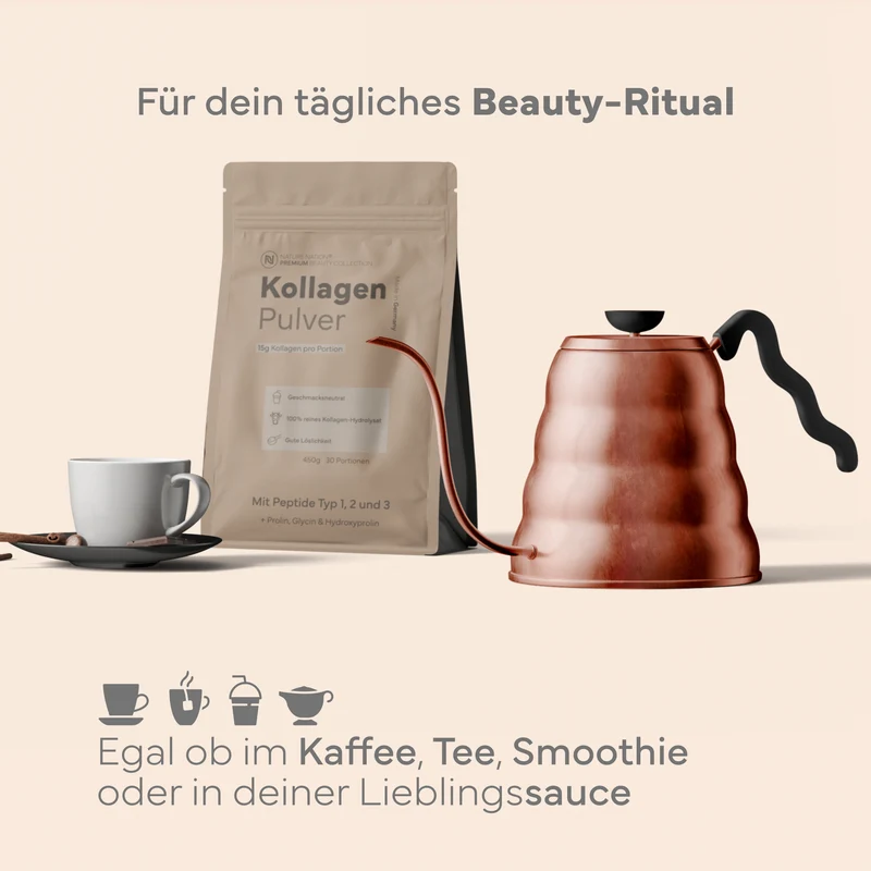 2er-Set Kollagen Pulver Hydrolysat, 450g - 100% Peptide Typ I, II & III, geschmacksneutral & leicht löslich