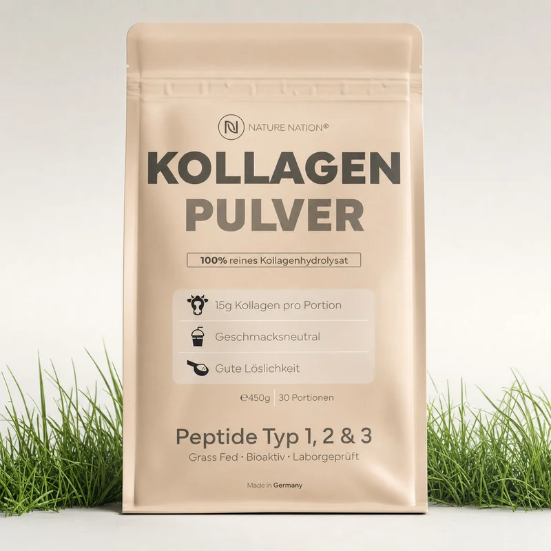 Kollagen Pulver Hydrolysat, 450g - 100% Peptide Typ I, II & III, geschmacksneutral & leicht löslich