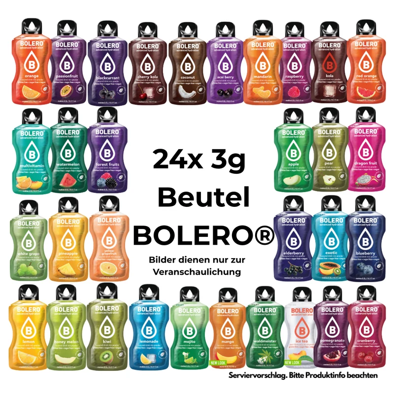Bolero® 24er Mixbox – 24 x 3g Zuckerfreies Instant Erfrischungsgetränk