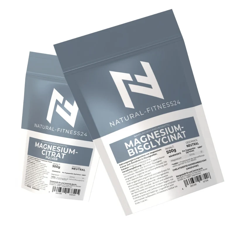 Magnesium Bundle 2x500g – Citrat morgens, Bisglycinat abends