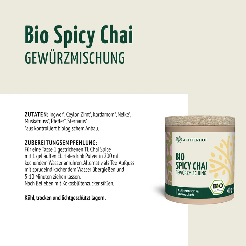 Bio Spicy Chai Gewürzmischung - zuckerfrei (40g)