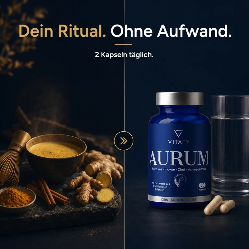 AURUM - Goldene Mischung mit Kurkuma, Ingwer, Zimt & Ashwagandha (60 Kapseln)
