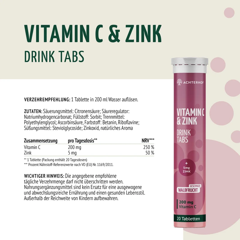 Vitamin C & Zink Drink Tabs (20 Brausetabletten)