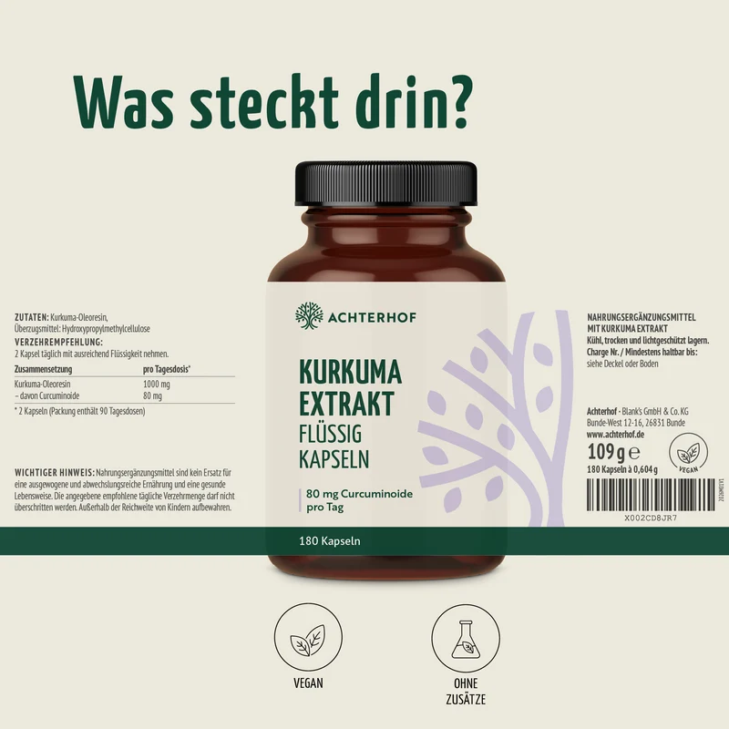 Kurkuma Extrakt Flüssig Kapseln (180 Kapseln)