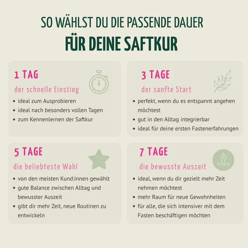 Saftstart Bio Fastenkur 1-7 Tage (6 Flaschen pro Tag)